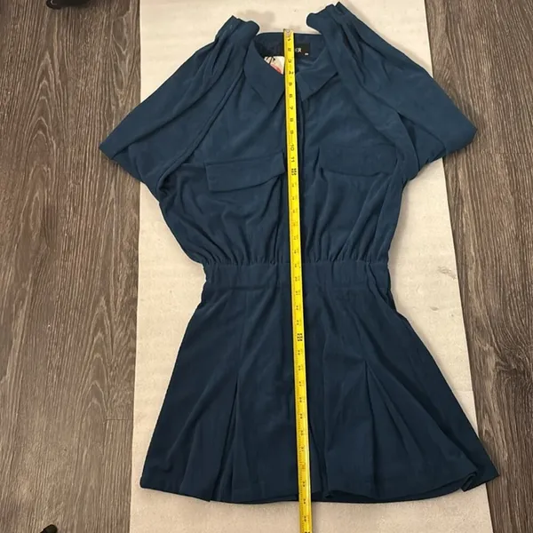 CIDER Solid Collar Mini Dress XS Dark Teal NEW Fall Academia Classic Preppy Boho - Image 7