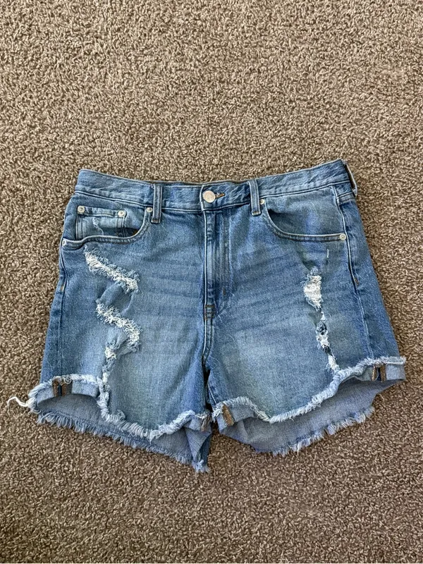 Aeropostale Mom Shorts 12 High Rise Distressed Denim Raw Hem Y2K - Image 4