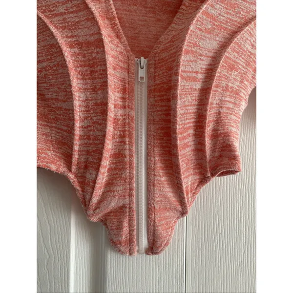 Solely Fit Zip Up Corset Crop Top Womens Size XS Orange Space Dye Knit Y2K Rave - Image 5