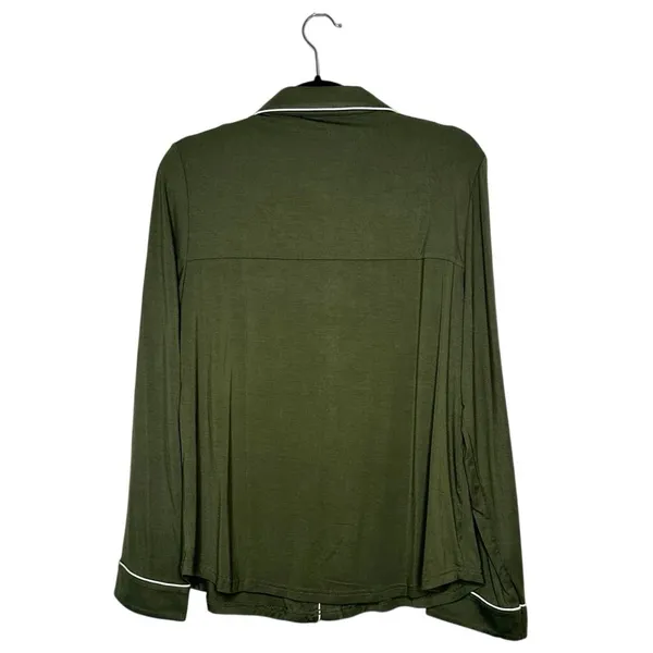 NWT Cozy Earth Bamboo Stretch Knit Classic Long Sleeve Pajama Top Olive Green M - Image 3