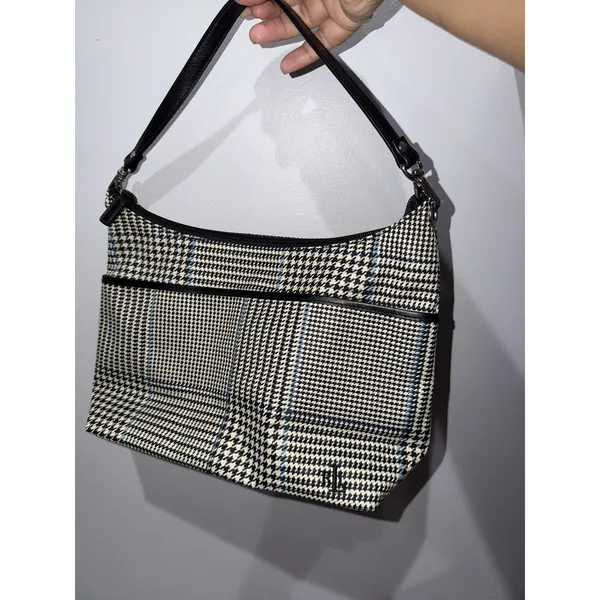 Vintage Lauren Ralph Lauren Houndstooth Zippered Purse Bag Detachable Strap M - Image 11