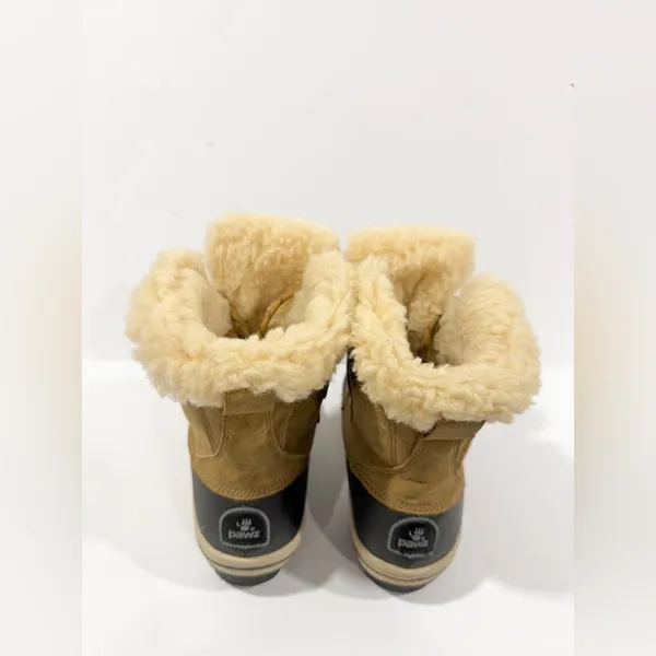 PAWZ Shearling Lined Duck Boots Tan & Black Winter Snow Boots Women’s 6 - Image 5