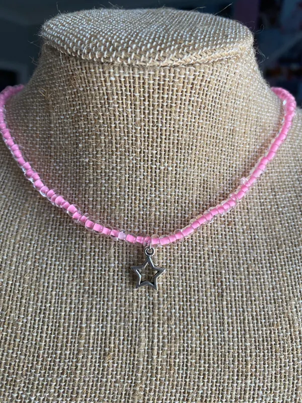 light Pink Star Trendy Choker Necklace - Image 4