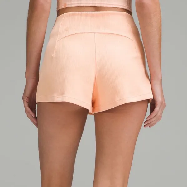 Lululemon Ribbed Softstreme High Rise Shorts Peach Bellini 12 NWT - Image 3