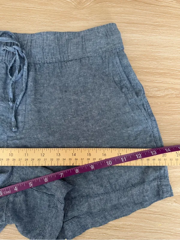 Gap XS Linen Chambray Shorts Elastic Waist Summer Beach Nautical - Image 6