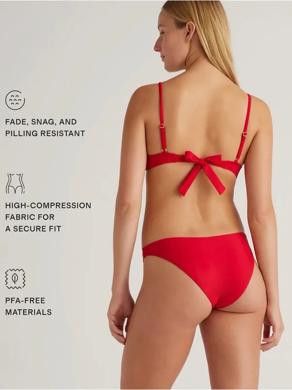 Quince Italian Low-Rise Bikini Bottom | Cherry Red | Large - Image 3