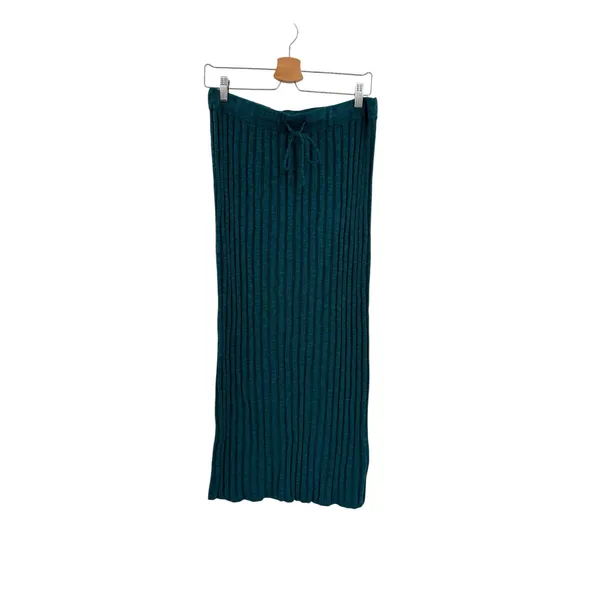 Free People FP Beach Veda Rib Knit Maxi‎ Skirt Teal Drawstring Size Medium - Image 3