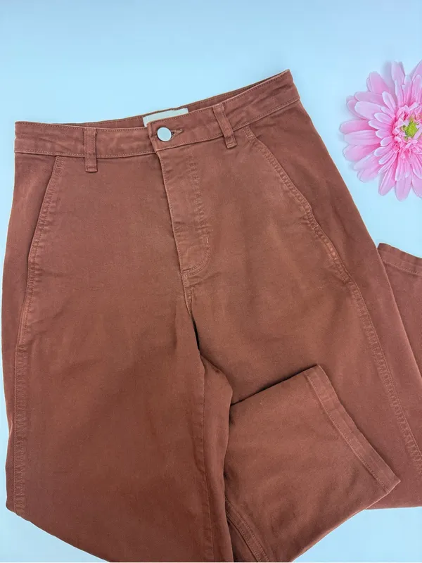 Everlane The Utility Barrel Pant Rosewood High Rise Cotton Brown - Image 7