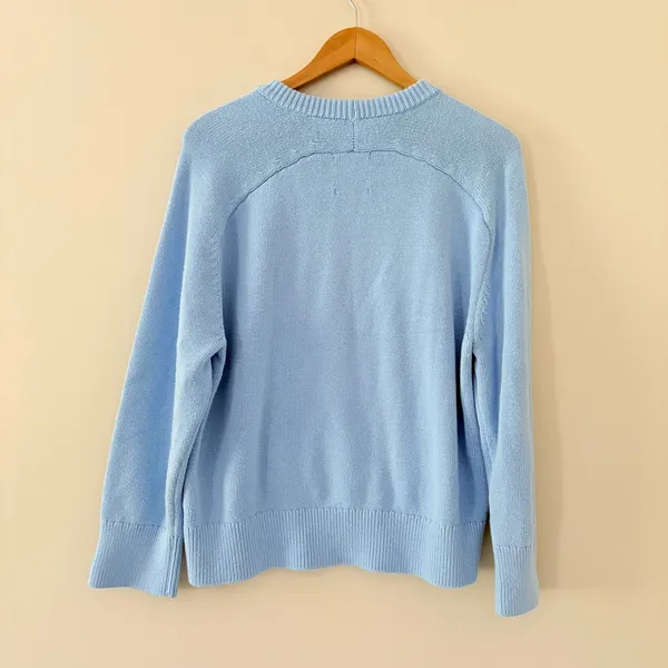 Abercrombie & Fitch Sweater Salty Large Blue Graphic Crewneck Coastal Preppy - Image 4
