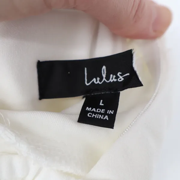 Lulus White Off The Shoulder Puff Sleeve Maxi Dress Side Slit Size L Formal - Image 4