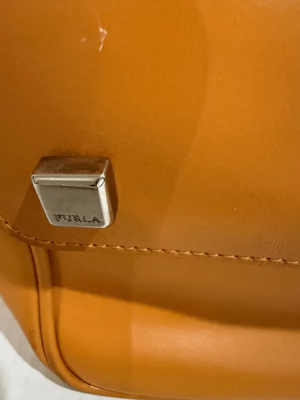 Furla Made in Italy Leather Crossbody Bag Caramel Brown Small Minimalist - Image 12