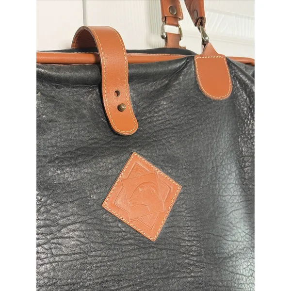 Katherine Ward Vintage Doctor Satchel Black Tan Leather Handbag USA Handbag - Image 5