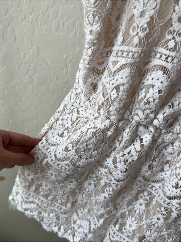 Alice + Olivia Cassia Lace Romper Sleeveless Ivory - Image 6
