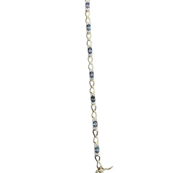 Sterling Silver Mystic GPTopaz Tennis Bracelet 925 Gold Vermeil Heart Link 8.85g - Image 10