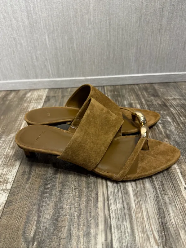 Vince Suede Open-Toe Mule in Cognac with Gold Accent Size 5.5 - Image 8