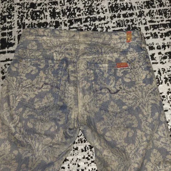 7 For All Mankind Size 29 Floral Metallic Brocade Textured Denim Jeans - Image 14