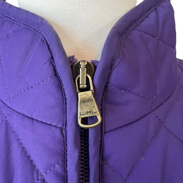 LRL RALPH LAUREN Purple Quilted Long-sleeve Puffer Barn Jacket - Image 4