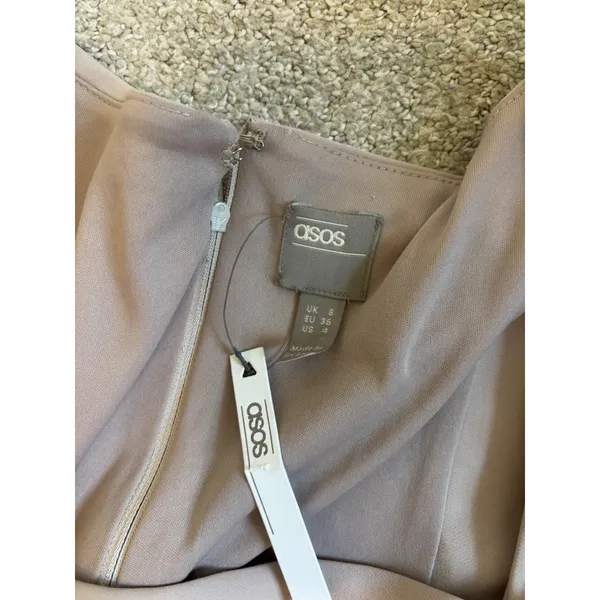 NWT ASOS Dress Size 4 Tan Flutter Sleeve Square Neck Chic Office Professional - Image 5