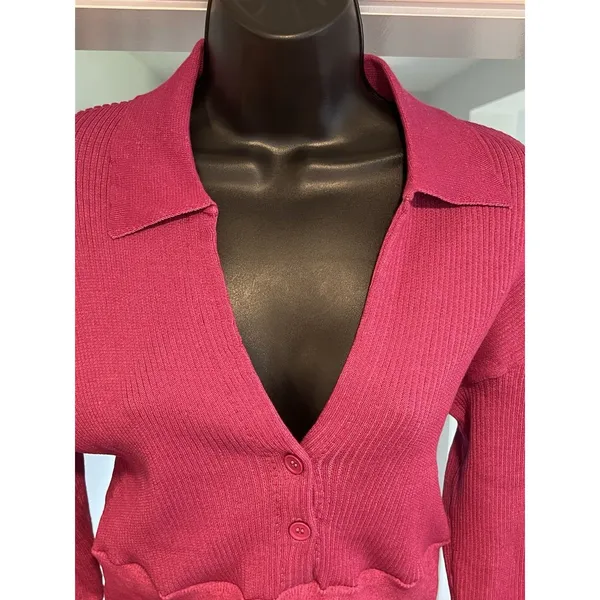 Monrow Magenta Ribbed Sweater Size Small Pink - Image 4