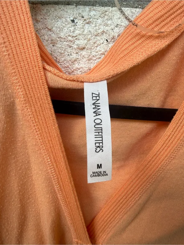 Zenana Outfitters Peach V-Neck Button Cardigan - Image 4