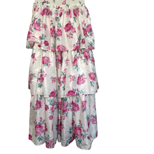 LoveShackFancy x Target Elise Floral Tiered Midi Dress Limited XS Pink White - Image 3