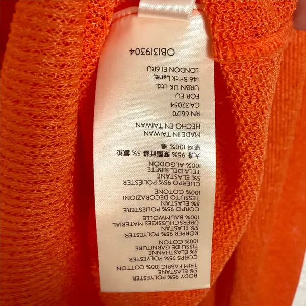 Free People Hello Hacci Knit Tie Front Long Sleeve Sheer Top Orange Size XL - Image 5