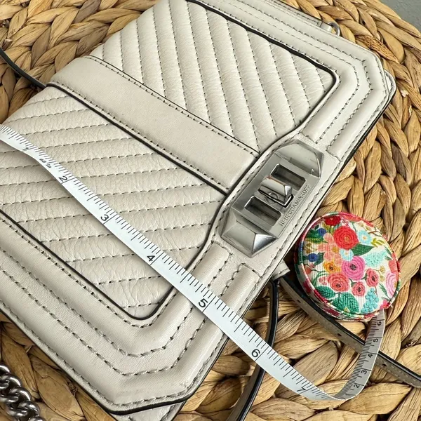 Rebecca Minkoff Purse Chevron Quilted Small Love Crossbody in Perla Pale Grey - Image 13