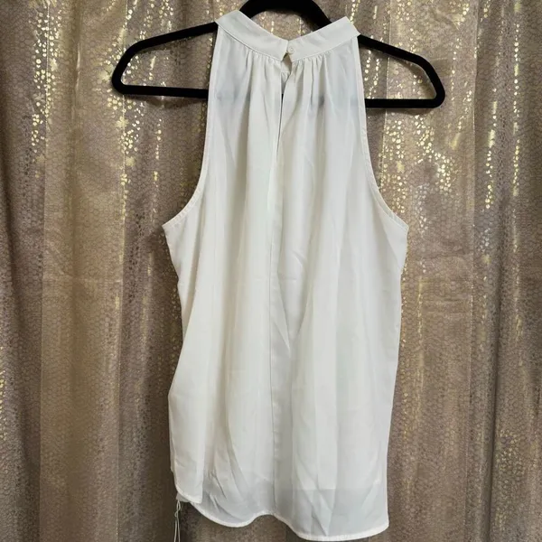 Halara High Neck Ivory Chiffon Lightweight Sleeveless Blouse Top‎ M NWT - Image 2