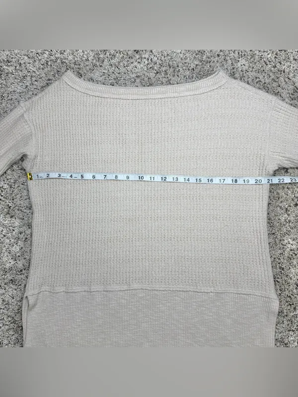 American Eagle Oversized Waffle Knit Long Sleeve Sweater Small Oatmeal Beige Tan - Image 7
