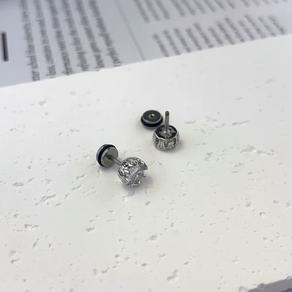 Stainless Steel Retro Vintage CZ Screw-Back Stud Earrings for Men Women - Image 3