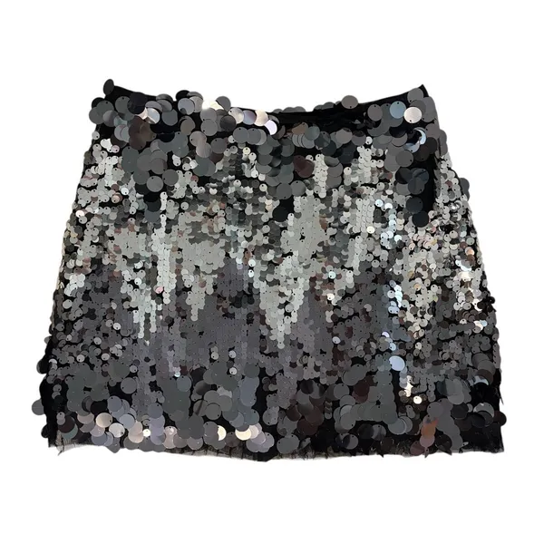 Lulus NEW Women's Size M Notorious Radiance Gunmetal Sequin High Rise Mini Skirt - Image 3