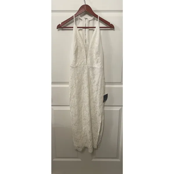 Lulus Romantic Message White Lace Midi Dress XS Bridal Shower Wedding NWT - Image 6