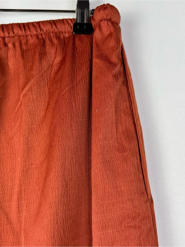 Banana Republic Rust Orange Crinkle Satin Pull On Wide Leg Pants M - Image 5