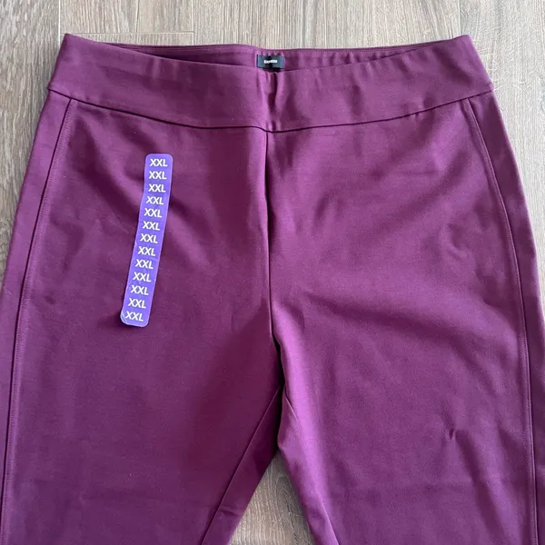 Express Ponte Pants Stretch Slim High Rise Burgundy Women XXL Career Pull On - Image 9