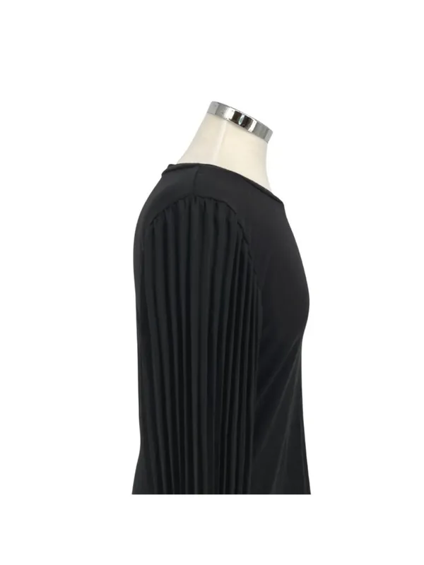 T Tahari Pleated Puff Sleeve Blouse Black Size Small Elegant Minimalism - Image 7