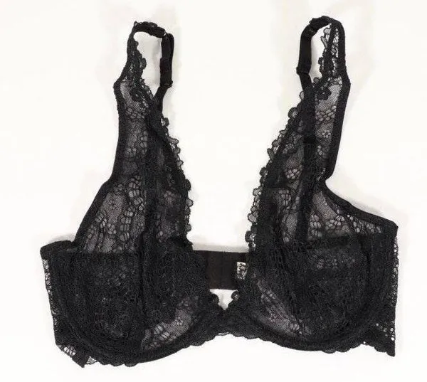 Free People NWT Bra Lace Plunge 32D In black - Image 2