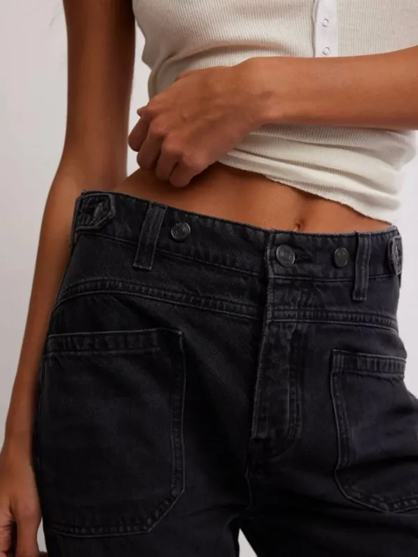 FREE PEOPLE NWT We The Free Palmer Cuffed Jeans / Outer Space - 27 - Image 5