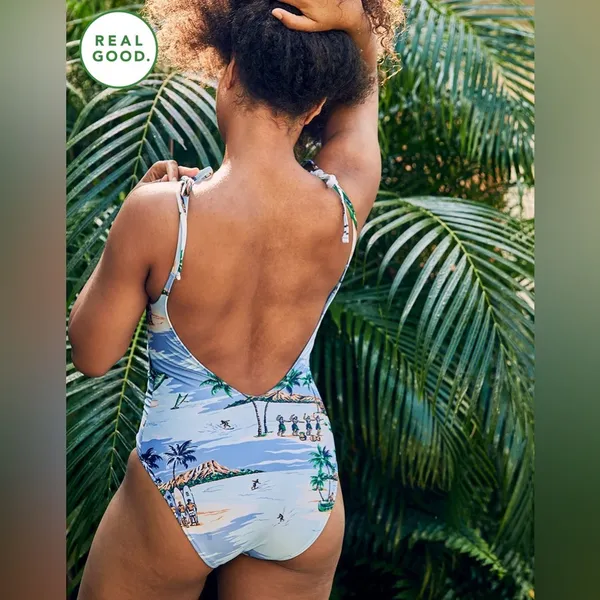 Aerie V One Piece Swimsuit Sunfade Teal NWT - Image 2
