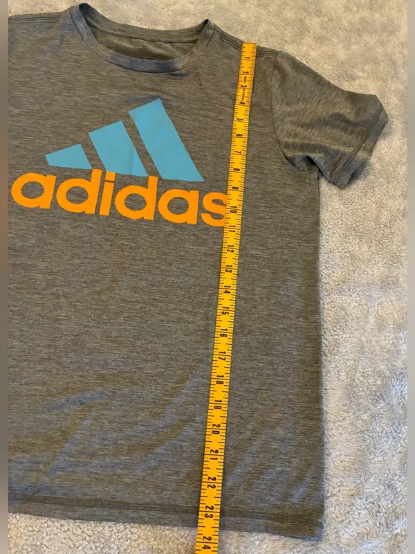 Women’s adidas Gray Tee with Blue Logo and Orange logo Size Medium - Image 6