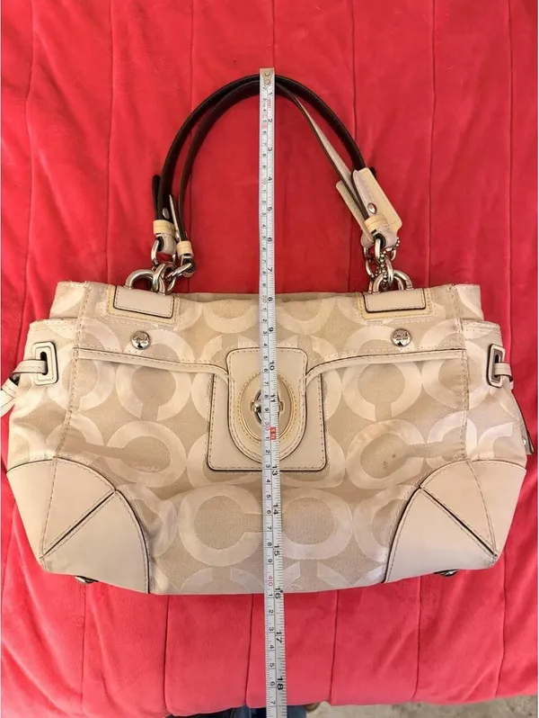 Vintage White Coach Peyton Op Art Carryall Satchel 2009 - Image 7
