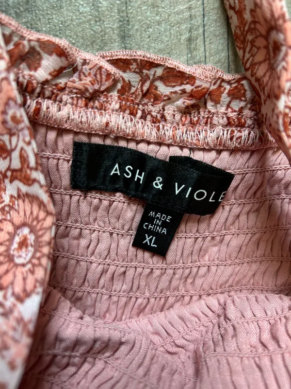 Smocked Tiered Mini Dress in Dusty Rose Print - Image 2