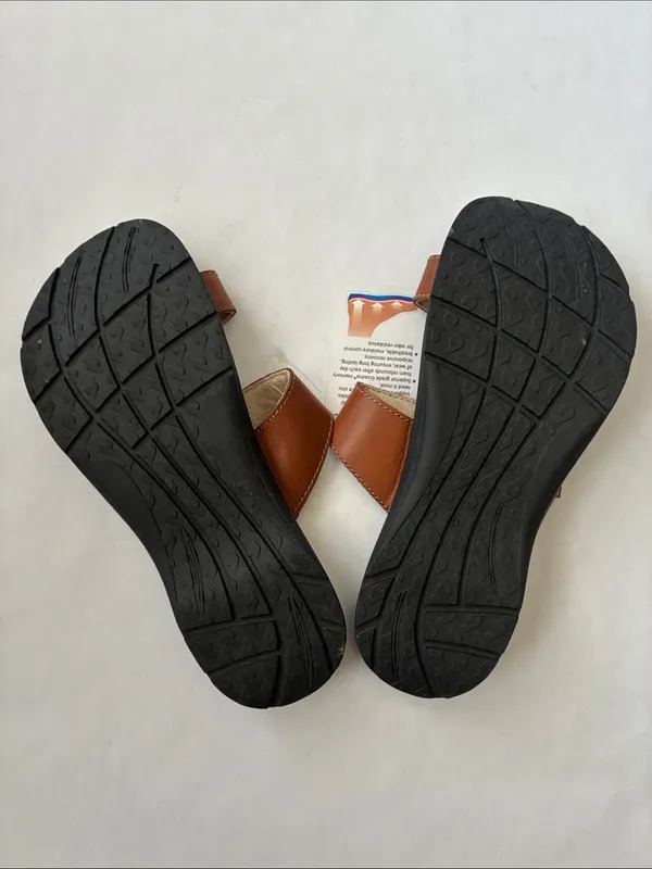 Eastland Women’s Tan Brown Buckle Comfort Slide Sandals - Image 5