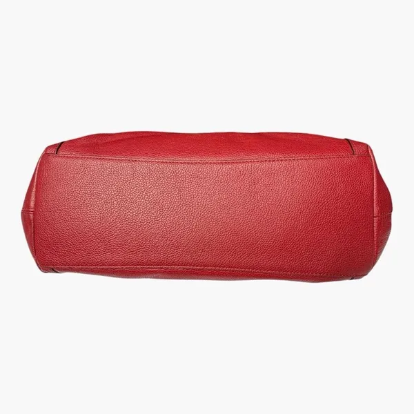 Coach Edie Pebbled Leather Shoulder Bag Red Large Hobo Tote Turnlock Zip Purse - Image 12