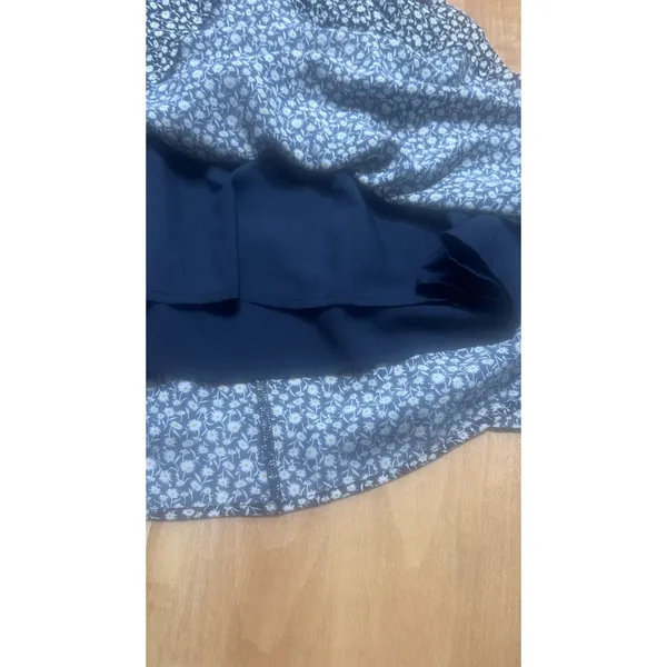 Coco + Carmen Navy Blue Floral‎ Daisy Smocked Waist Ruffle Faux Wrap Dress S/M - Image 5