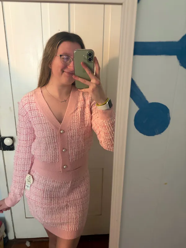 Francesca's NWT Lara Tweed Plaid cardigan and Mini Skirt set - Image 2
