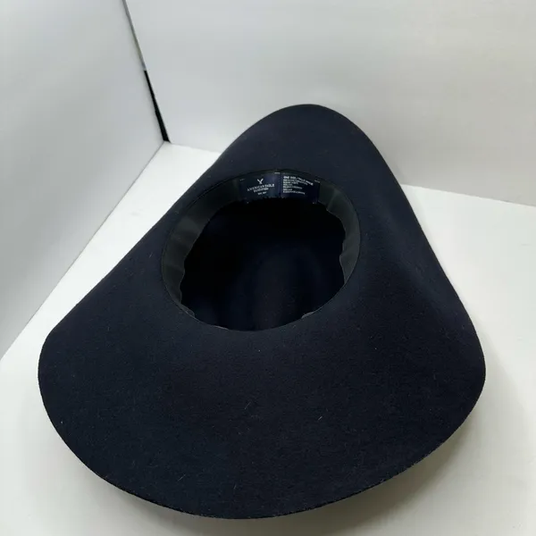 American Eagle Black Wool Wide Brim Floppy Summer Hat One Size - Image 6