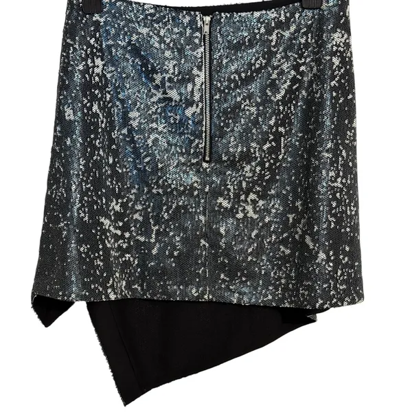 ELLIATT Catalina Black And Silver‎ Sequin Asymmetrical Mini Skirt EUC Medium - Image 5