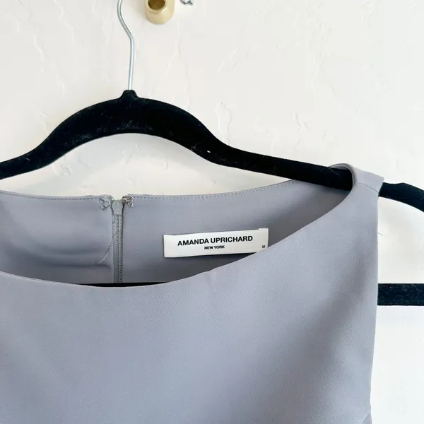 Amanda Uprichard | Revolve Ines Corset‎ Style Crop High Neck Top Fog Gray - Image 6