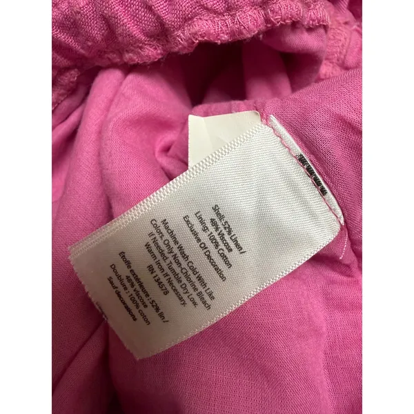 Vineyard Vines Pink Linen Blend Embroidered Strapless Ruffle Romper XXS - Image 8