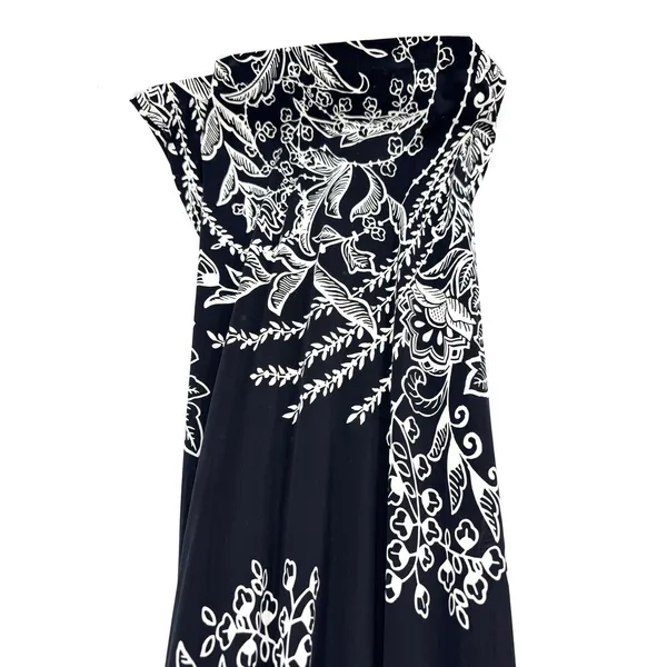 Soma Intimates Black White‎ Floral Maxi Dress Empire Waist V-Neck Size Small - Image 2